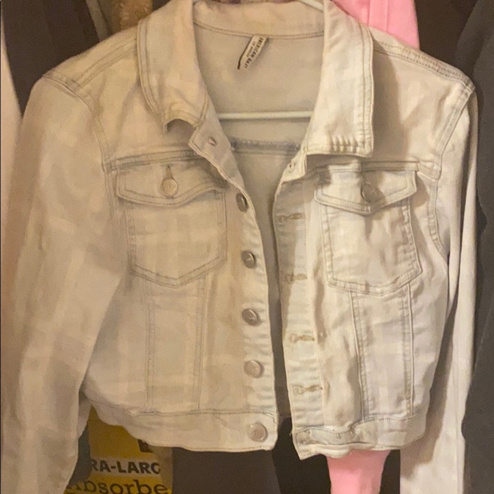 Light blue cropped jean jacket